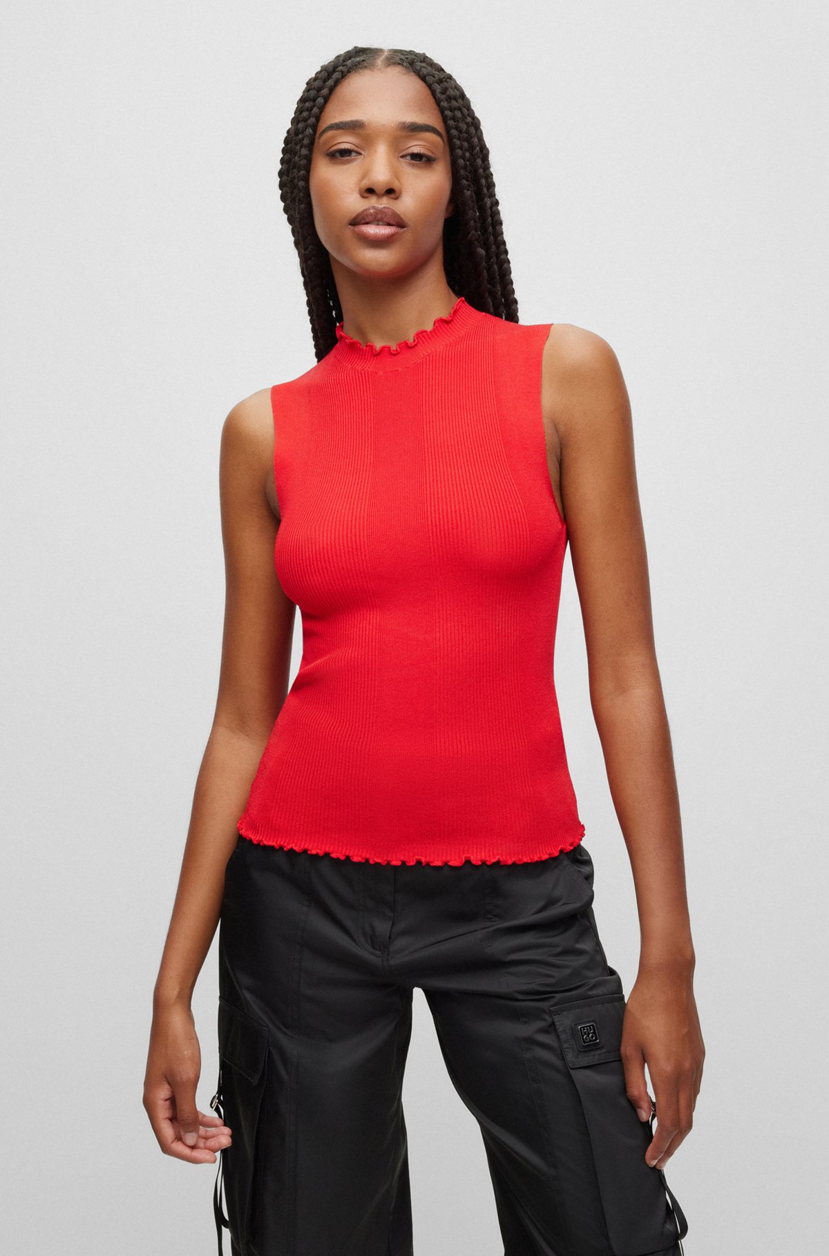 HUGO - Sleeveless ribbed top with cut-out detail