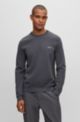 Colour-blocked cotton-blend sweater with striped logo, Dark Grey