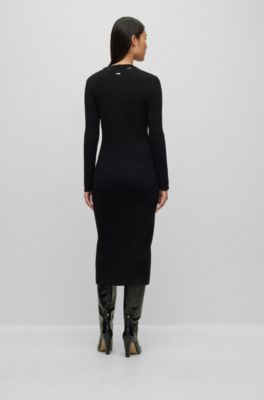 BOSS - ロングスリーブドレス メタリックストレッチファブリック 