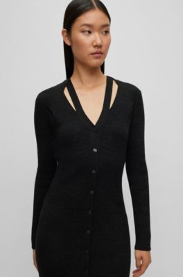 BOSS - ロングスリーブドレス メタリックストレッチファブリック 