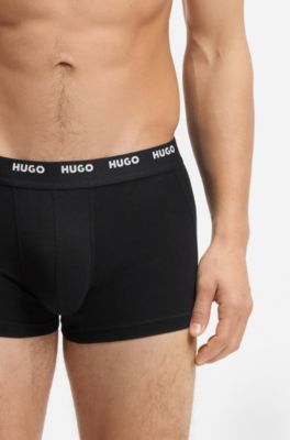 Five-pack of stretch-cotton trunks with logo waistbands, Black