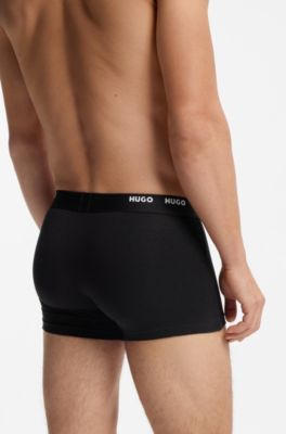 Five-pack of stretch-cotton trunks with logo waistbands, Black