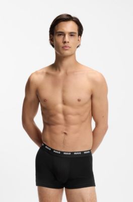 Five-pack of stretch-cotton trunks with logo waistbands, Black