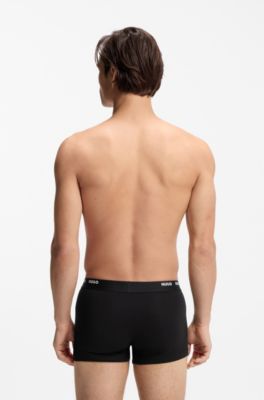 Five-pack of stretch-cotton trunks with logo waistbands, Black