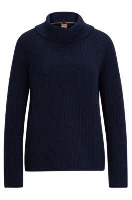 BOSS - Rollneck sweater with mixed structures