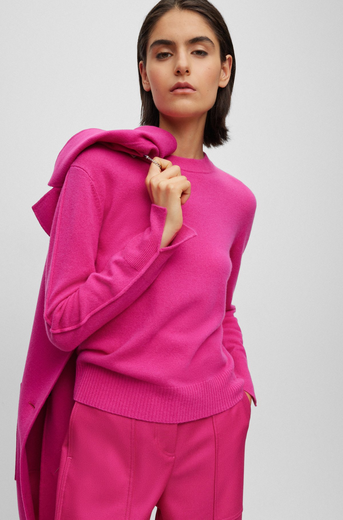 Crew-neck sweater in cashmere, Pink