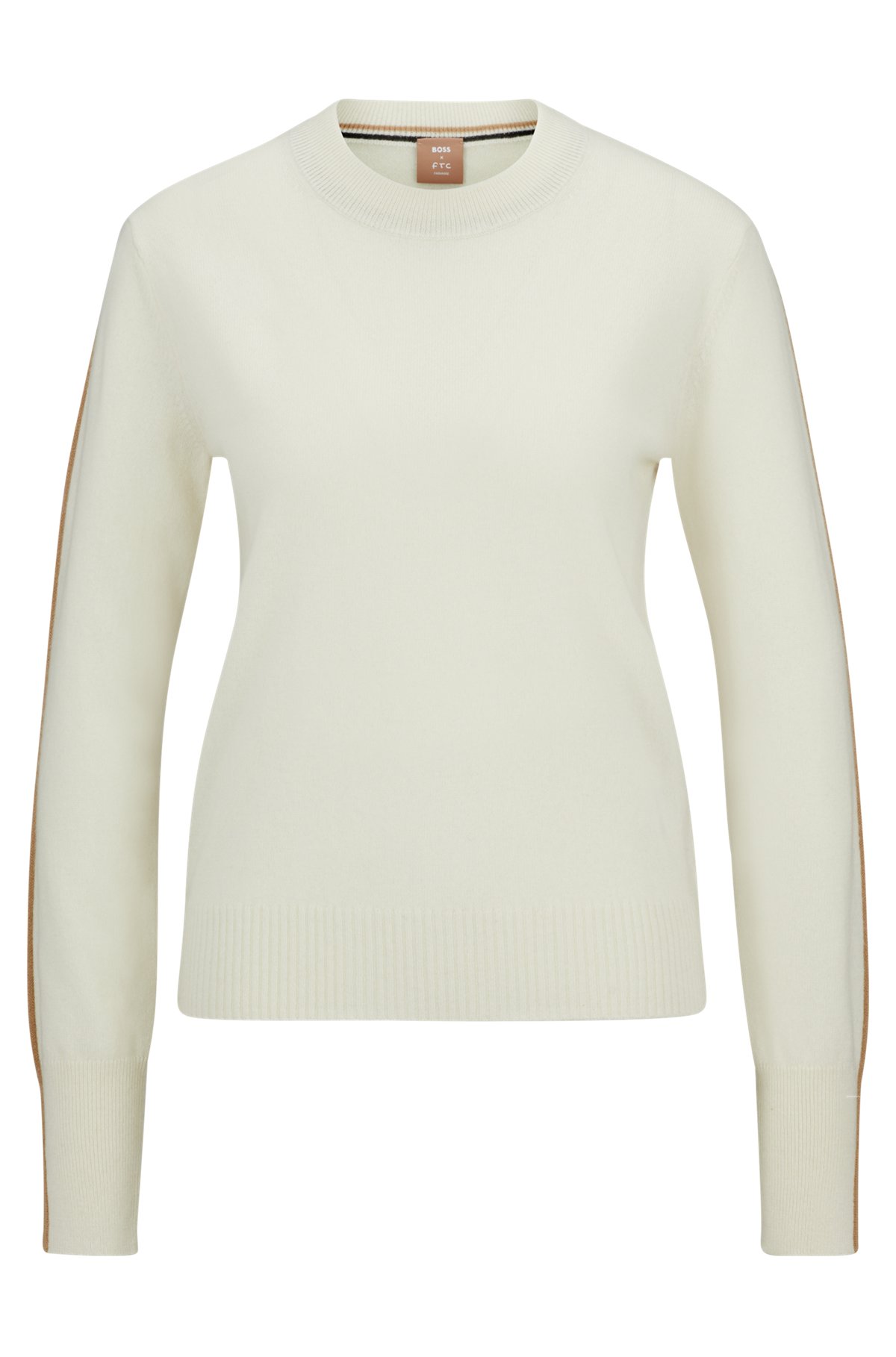 Crew-neck sweater in cashmere, Light Beige