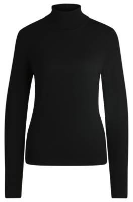 Hugo Boss Rollneck Sweater In Virgin Wool In Black