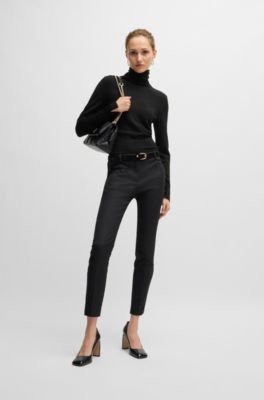 Rollneck sweater in virgin wool, Black