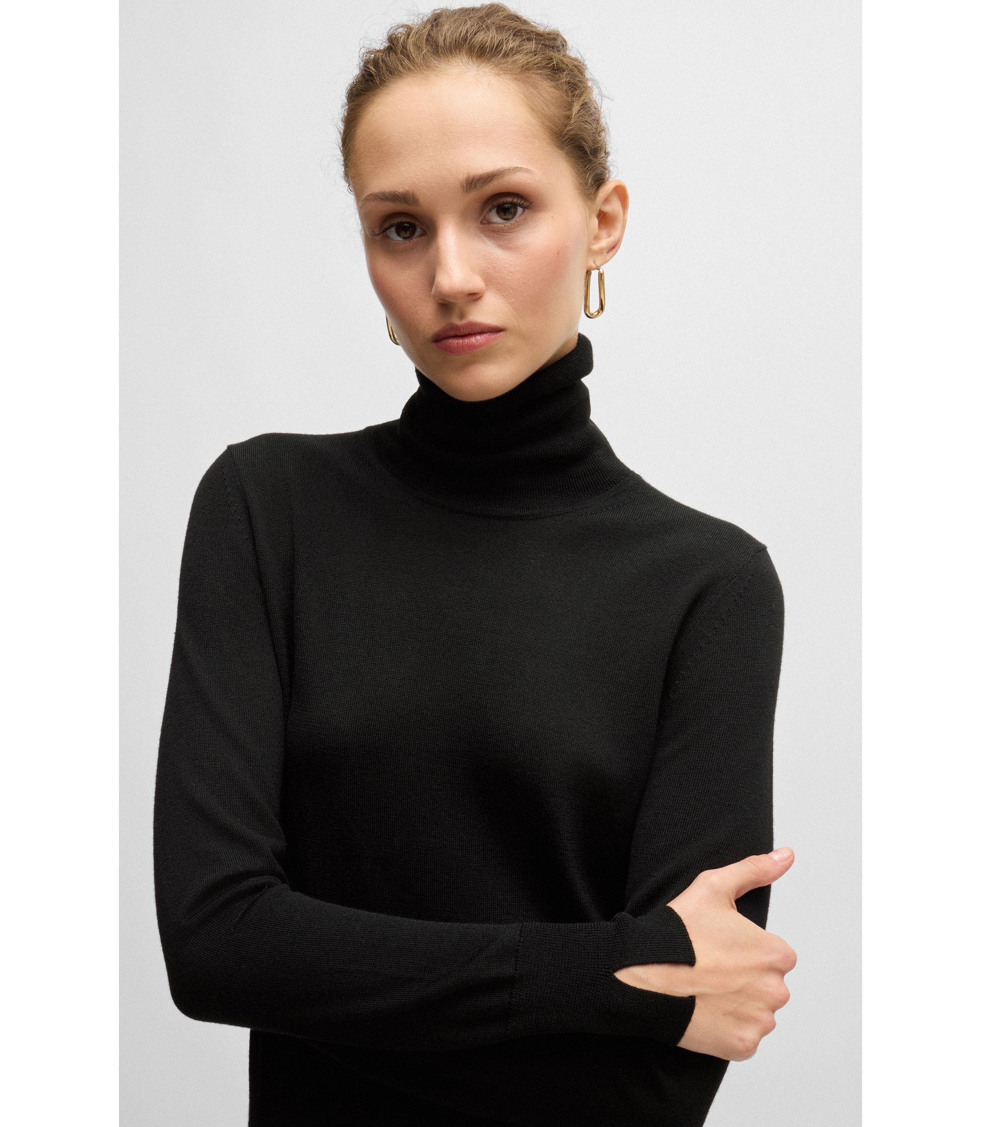BOSS Rollneck sweater in virgin wool Black