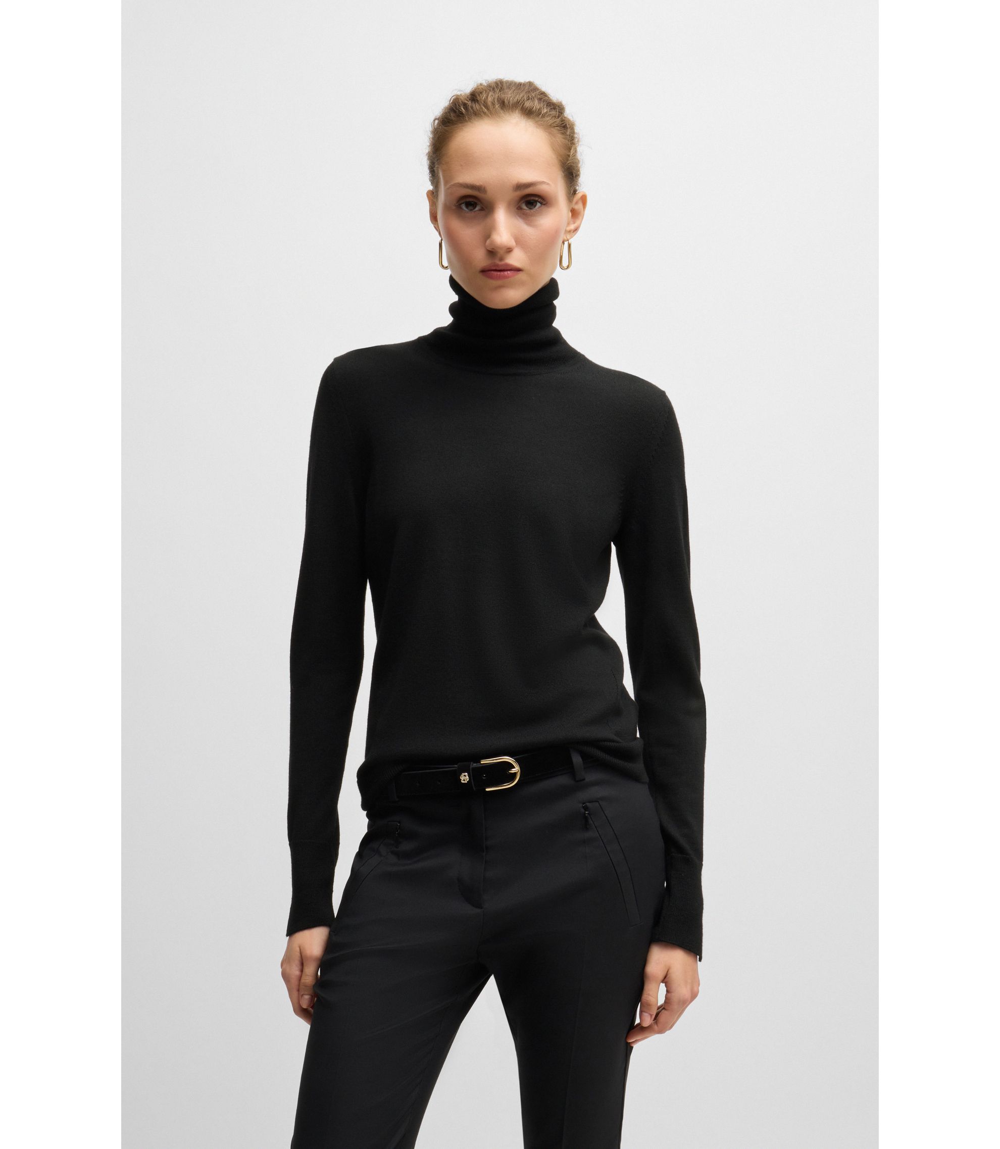 BOSS ブラック タートルネックニット hbeu50493846_001_350?wid=1980&