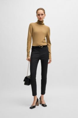 Rollneck sweater in virgin wool, Light Brown