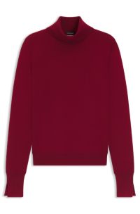 Rollneck sweater in virgin wool, Dark Red