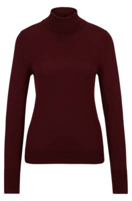 Hugo Boss Rollneck Sweater In Virgin Wool In Red