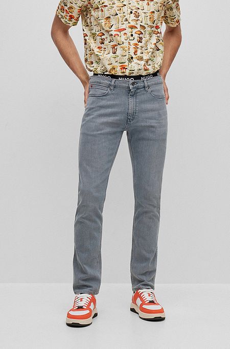 Slim-fit jeans in grey comfort-stretch denim, Light Grey