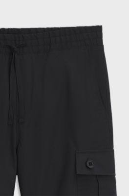 Slim-fit cargo trousers in ripstop cotton, Black