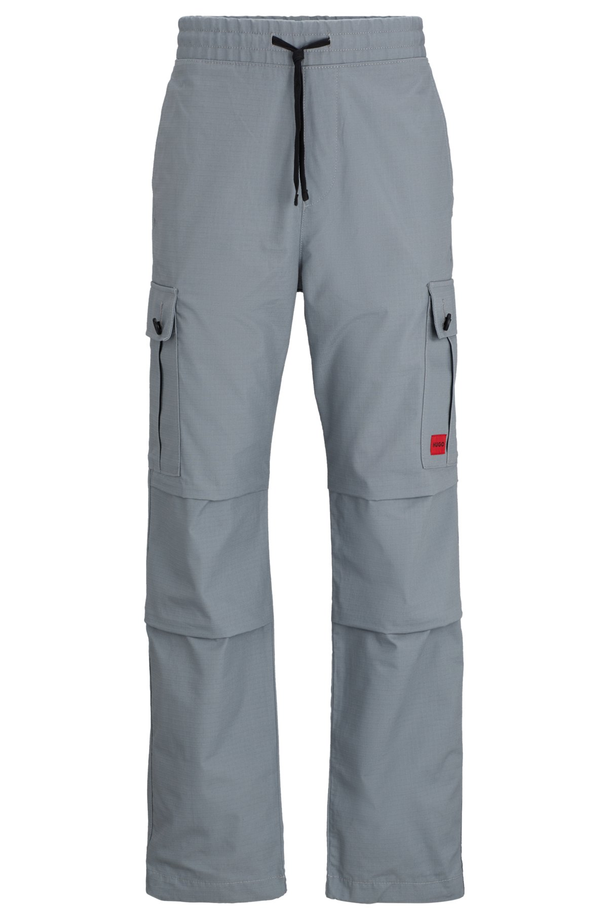 Regular-fit cargo trousers in ripstop cotton, Grey