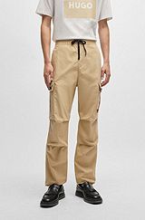 Regular-fit cargo trousers in ripstop cotton, Beige