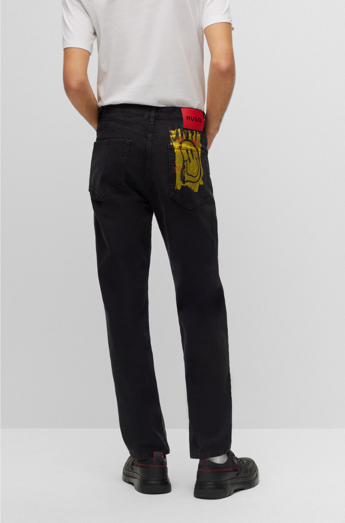 dvs. Jurassic Park Outlaw HUGO - Regular-fit jeans in black rigid denim