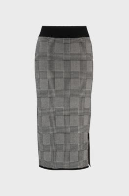 Tube skirt in knitted jacquard, Grey Patterned
