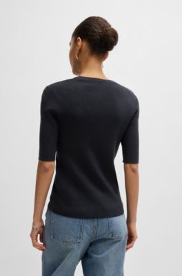 BOSS - ショートスリーブセーター ストレッチファブリック メタル  