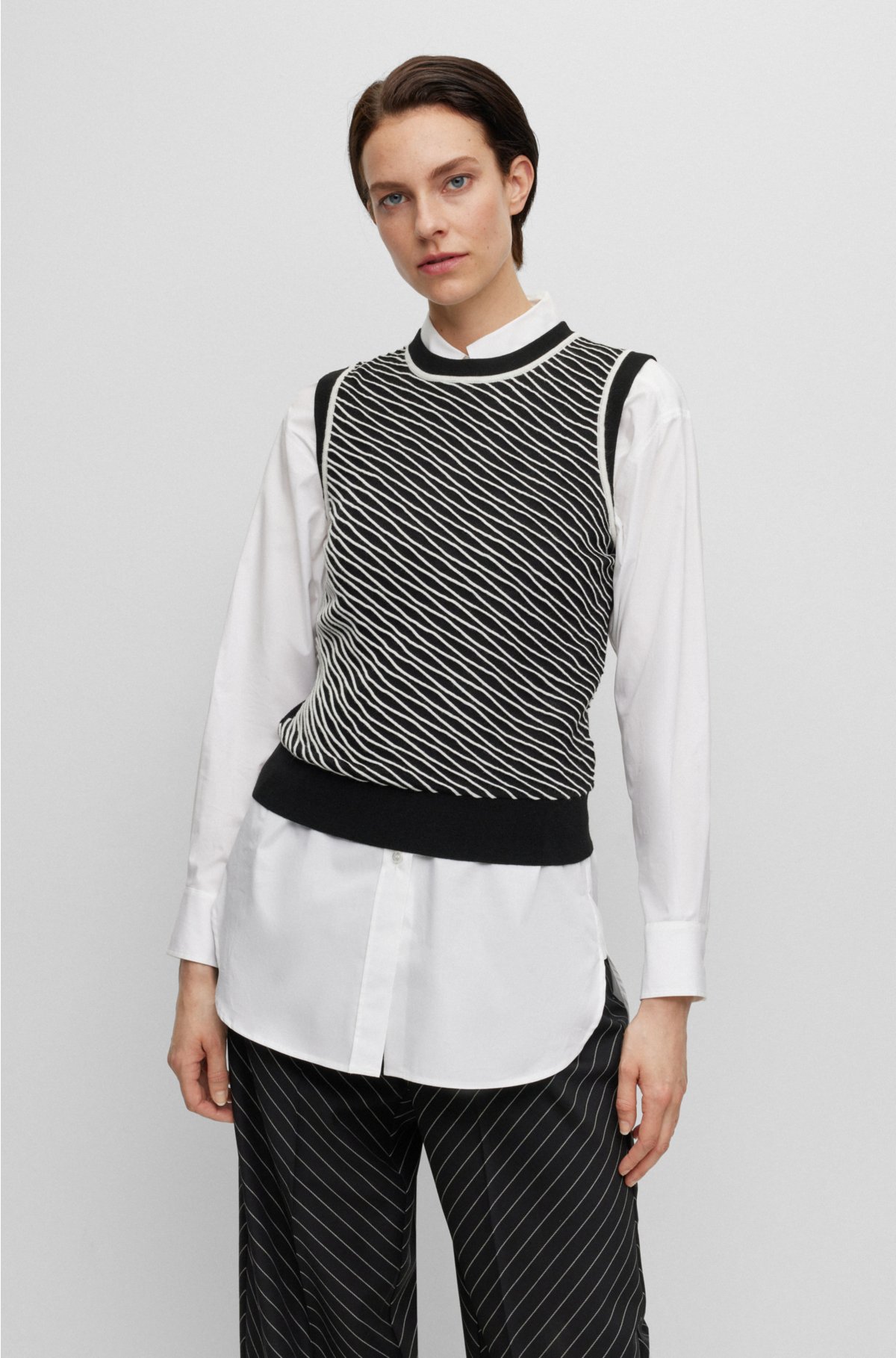 Sleeveless top with contrast detail