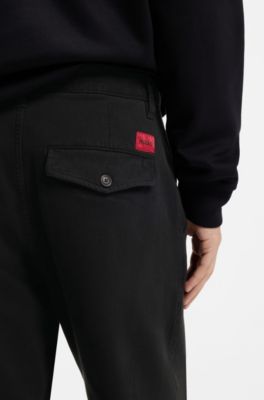 Tapered-fit chinos in cotton gabardine, Black