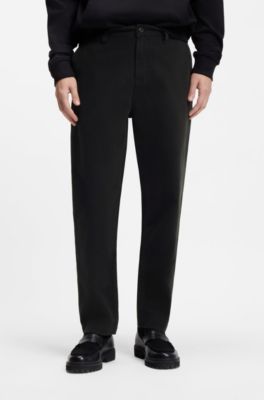 Tapered-fit chinos in cotton gabardine, Black