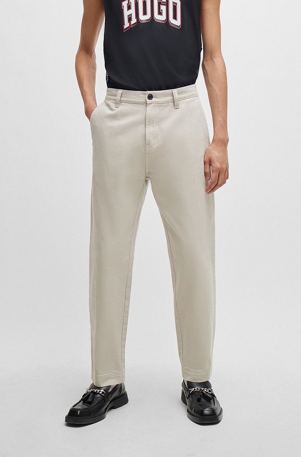 Tapered-fit chinos in cotton gabardine, Light Grey