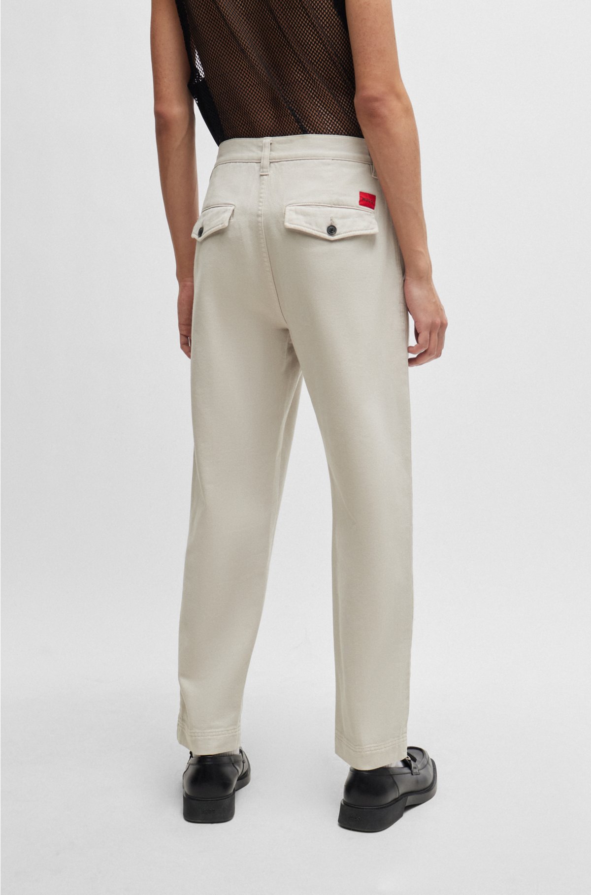 Tapered-fit chinos in cotton gabardine, Light Grey