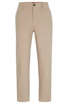 Hugo Tapered-fit Chinos In Cotton Gabardine In Gray