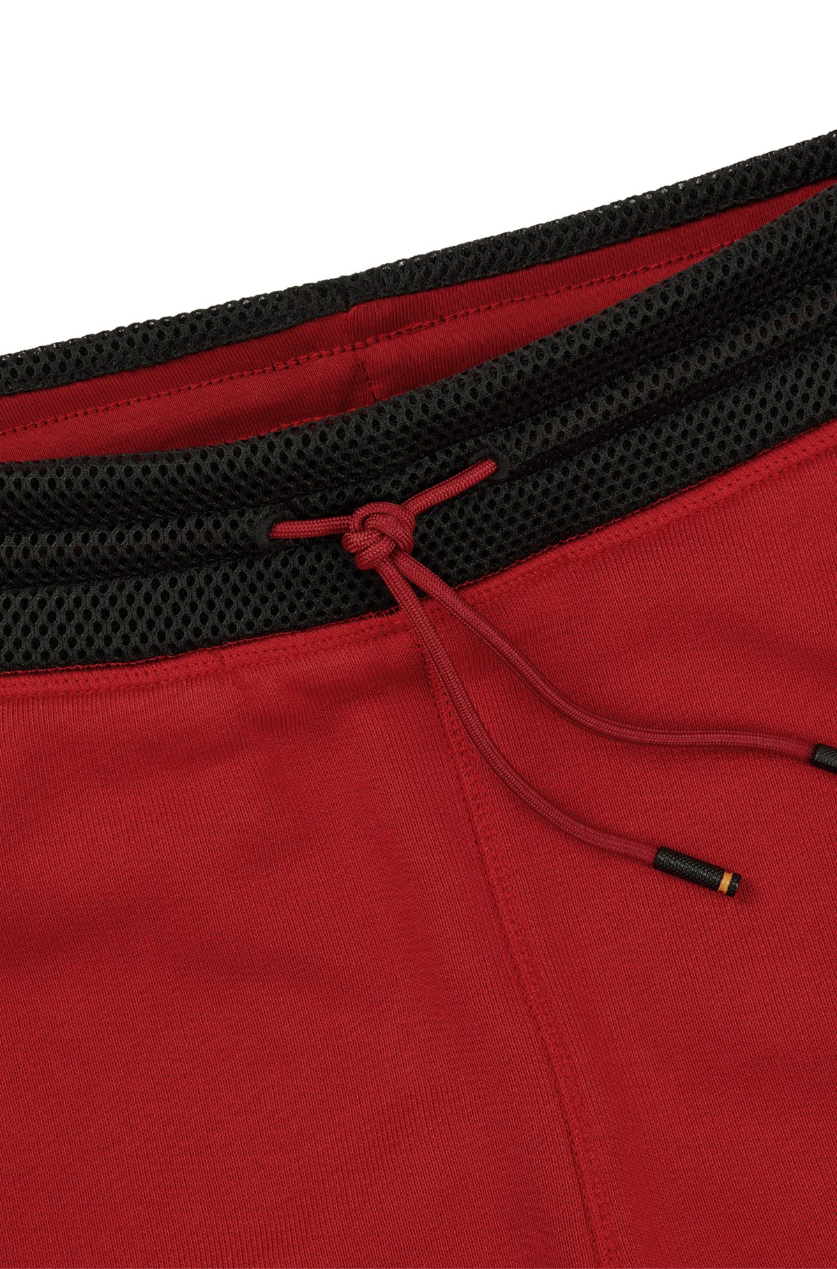 Relaxed-fit cotton shorts with racing-inspired badges, Red