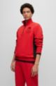 Sweatshirt aus Baumwoll-Terry mit Reißverschluss am Kragen und Details im Rennsport-Stil, Rot