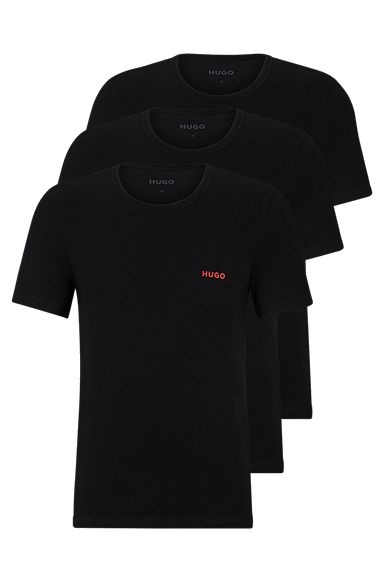 Three-pack of underwear T-shirts in cotton with logos, Black
