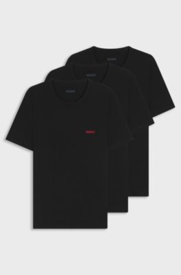 Three-pack of cotton underwear T-shirts with logo, Black