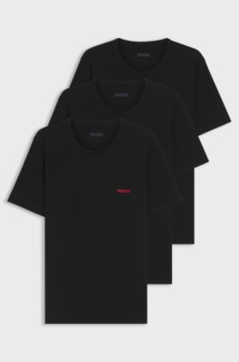 Set van drie katoenen ondershirts, Zwart