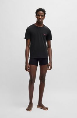 Three-pack of cotton underwear T-shirts with logo, Black