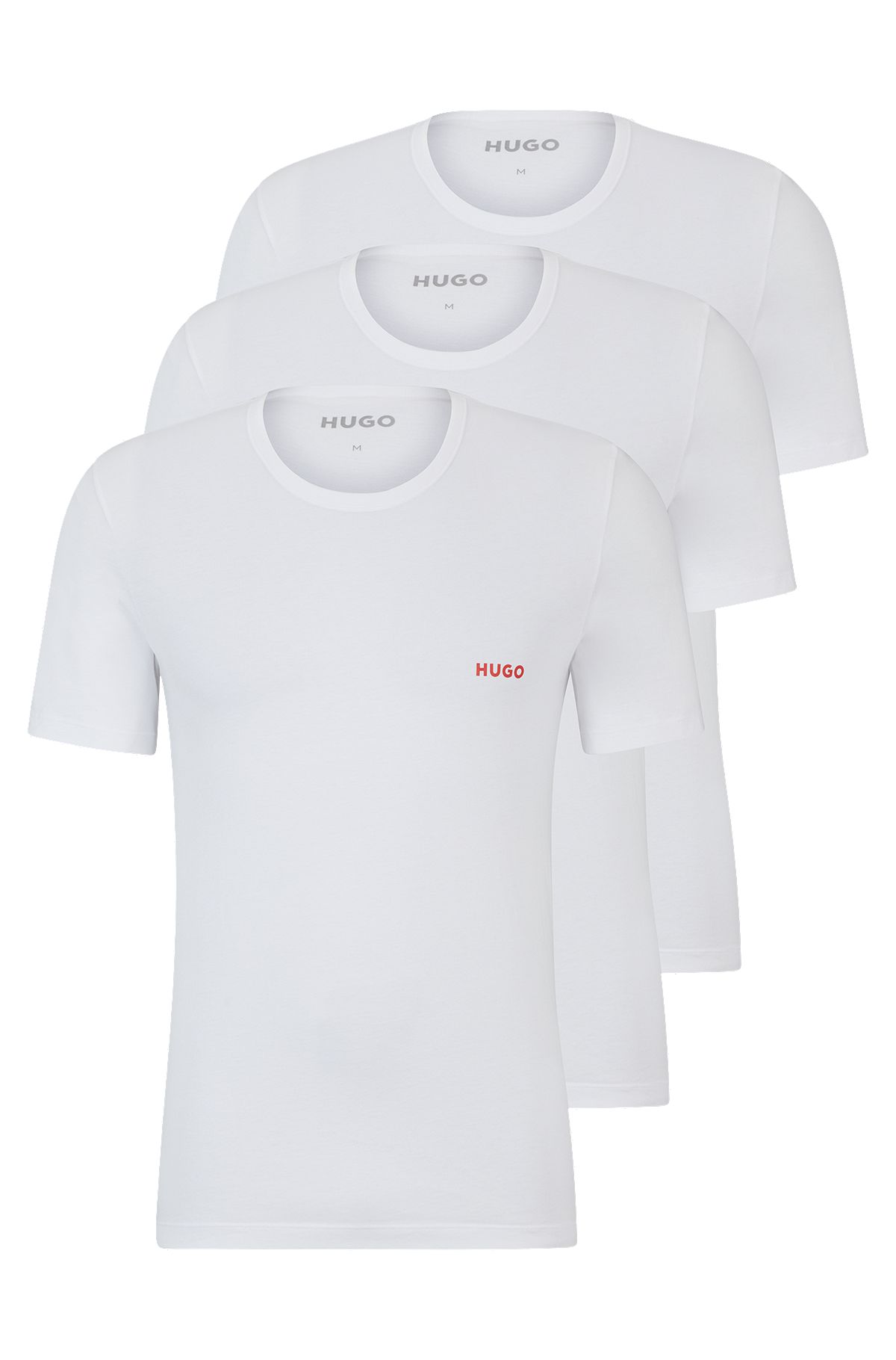 Three-pack of underwear T-shirts in cotton with logos, White