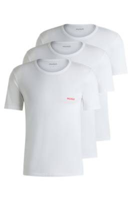 Hugo Three-pack Of Underwear T-shirts In Cotton With Logos In White