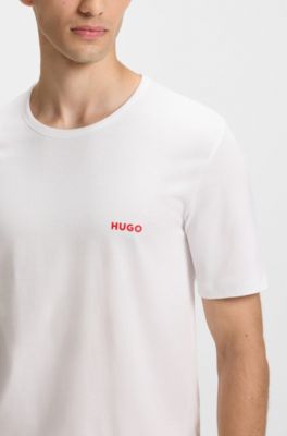 Three-pack of cotton underwear T-shirts with logo, White
