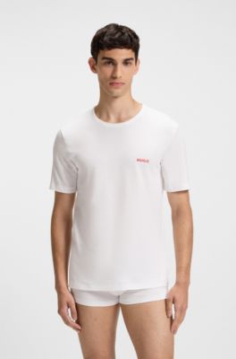Three-pack of cotton underwear T-shirts with logo, White