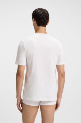 Three-pack of cotton underwear T-shirts with logo, White