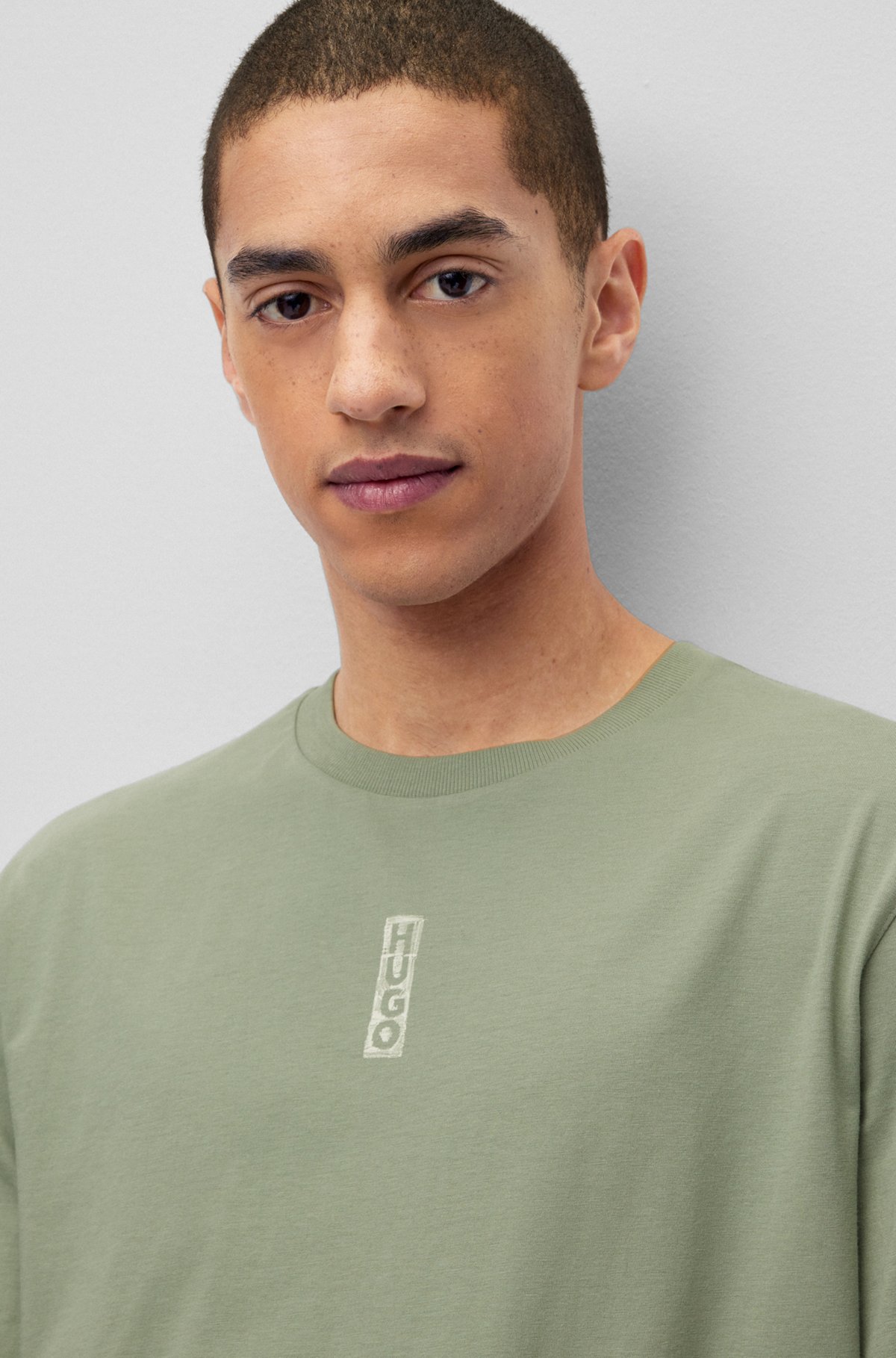 HUGO - Cotton-jersey T-shirt with marker-inspired logos