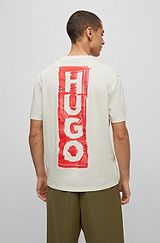 Cotton-jersey T-shirt with marker-inspired logos, White