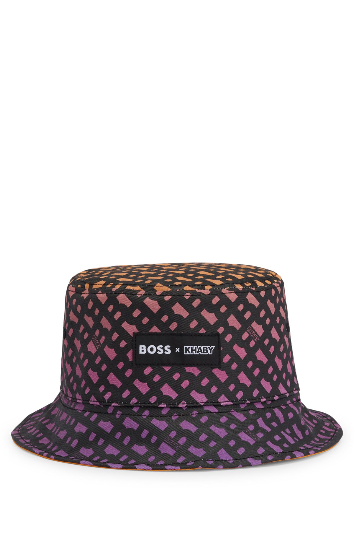 BOSS x Khaby reversible bucket hat with all-over monograms, Light Orange