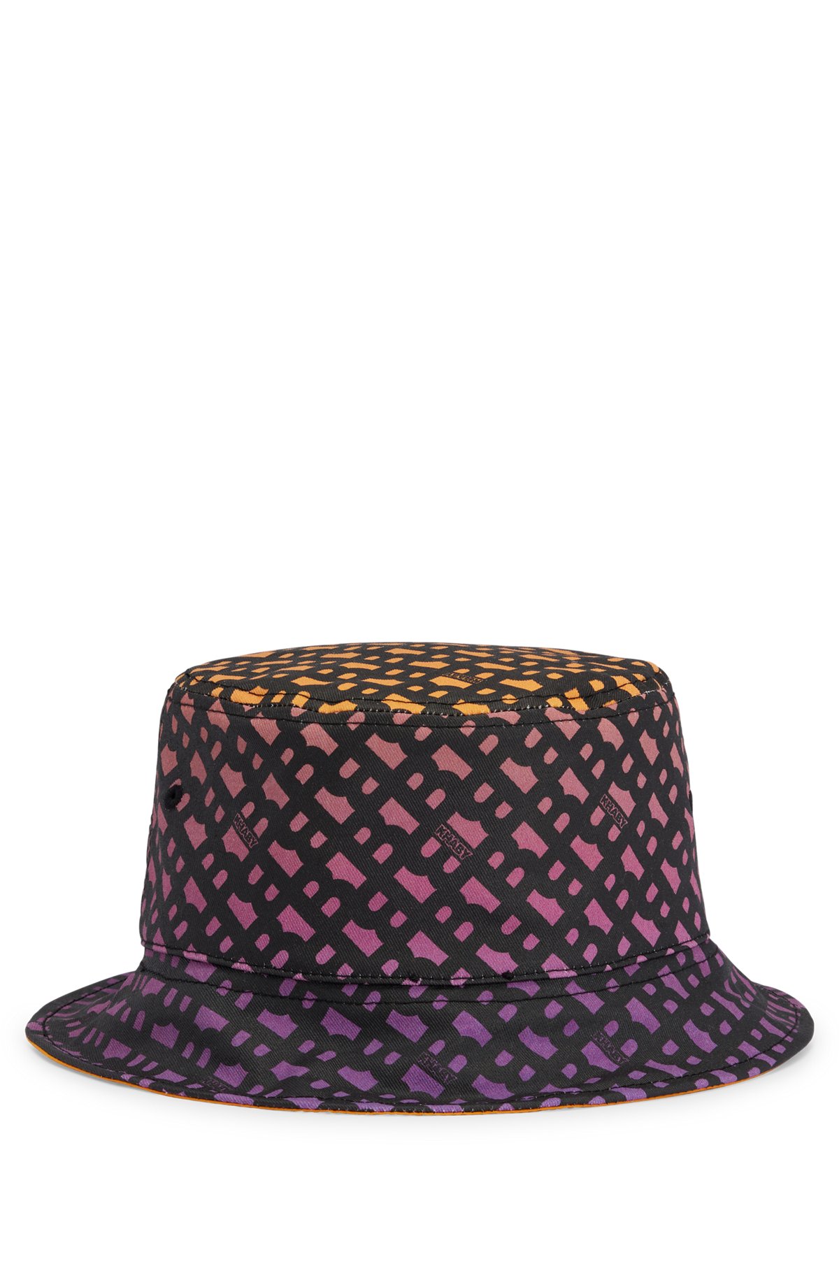 BOSS x Khaby reversible bucket hat with all-over monograms, Light Orange