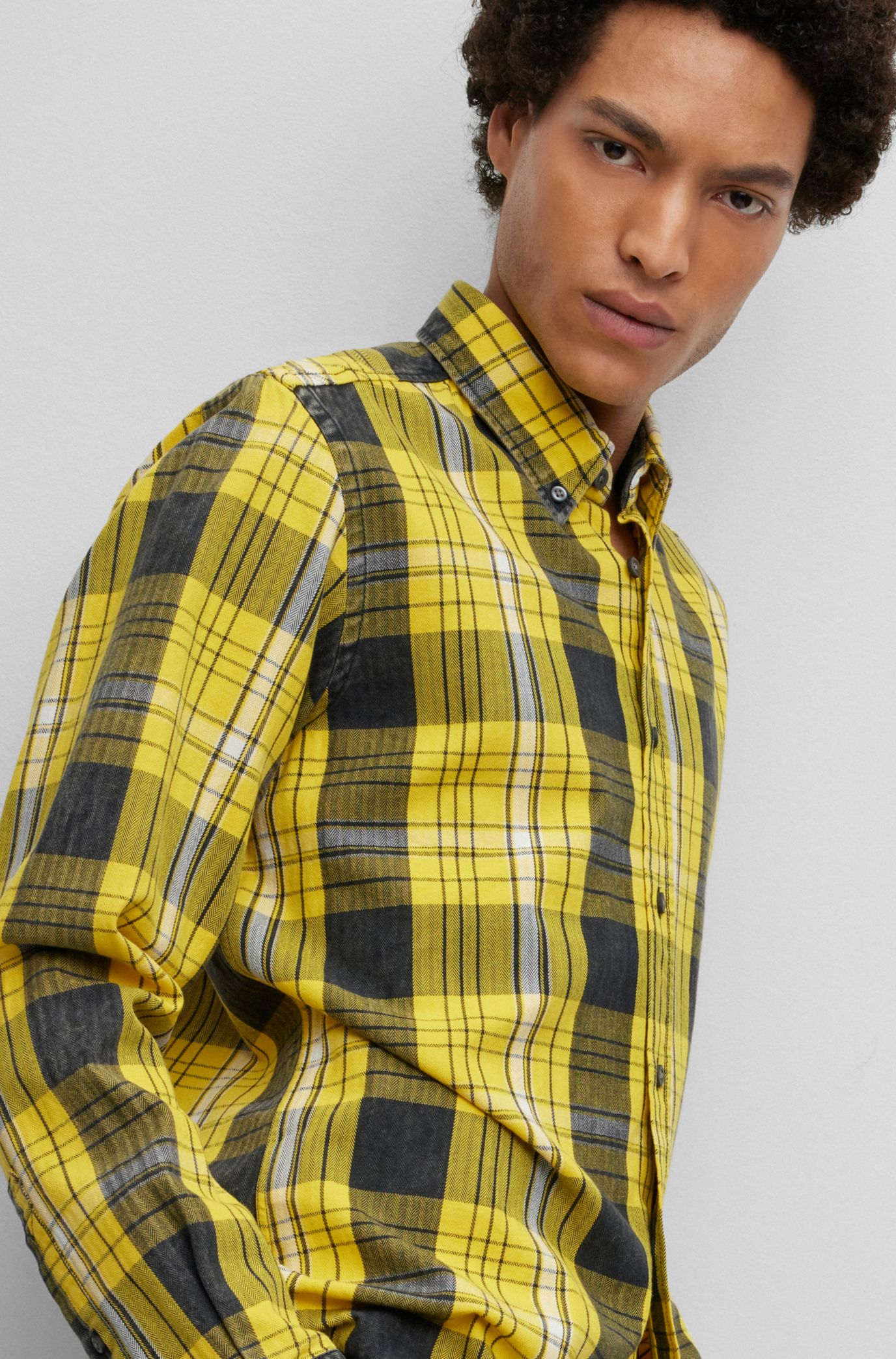 BOSS Button down regular fit shirt in checked cotton