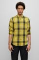 Button-down regular-fit shirt in checked cotton, Light Yellow