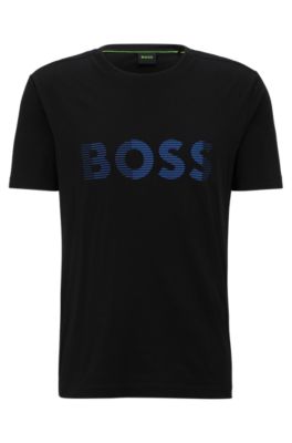 Cotton-jersey T-shirt with logo artwork, Black