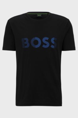 Cotton-jersey T-shirt with logo artwork, Black